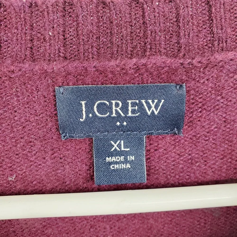 J. Crew Lambswool Blend Maroon Crewneck Pullover Long Sleeve Sweater‎ XL
